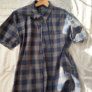 Oakley Men's Navy and Brown Plaid Shirt